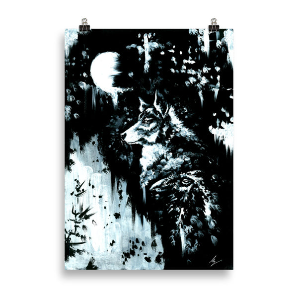 The Wolf and the Raven. Forever their bond will last. Gothic, Wolf, forest, Raven, witchcraft and dark art poster. Gothic Home decor. - Wall art