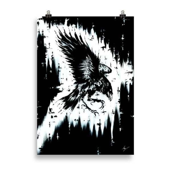 Muninn the Rave She watches over you. Odin, Gothic, Ravin, forest, witch, witchcraft and dark art. Gothic Home decor - Wall art