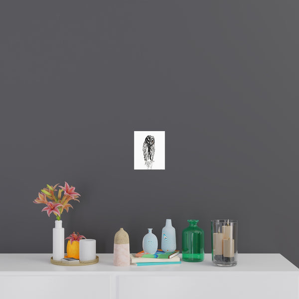 Silent Owl - Fine Art Posters. Wall art. Painting. Artwork - Black version