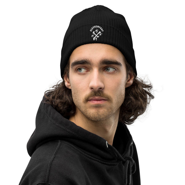 Double crossed - alexkempart original organic ribbed beanie
