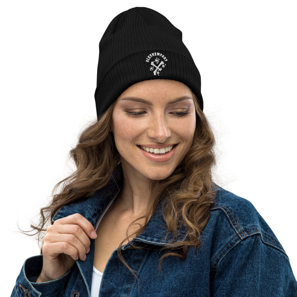 Double crossed - alexkempart original organic ribbed beanie