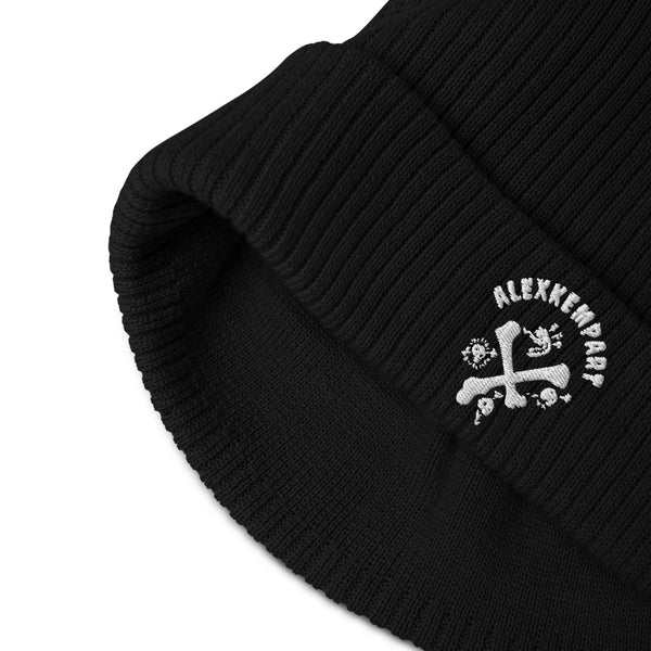 Double crossed - alexkempart original organic ribbed beanie