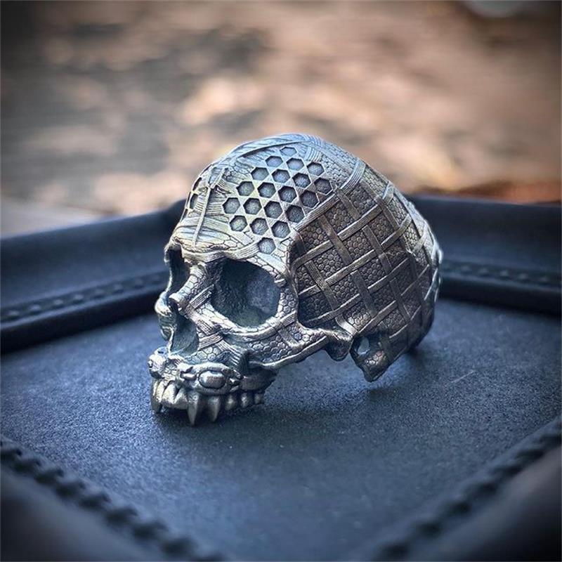EYHIMD Cool Vintage Men's Heavy Skull Ring 316L Stainless