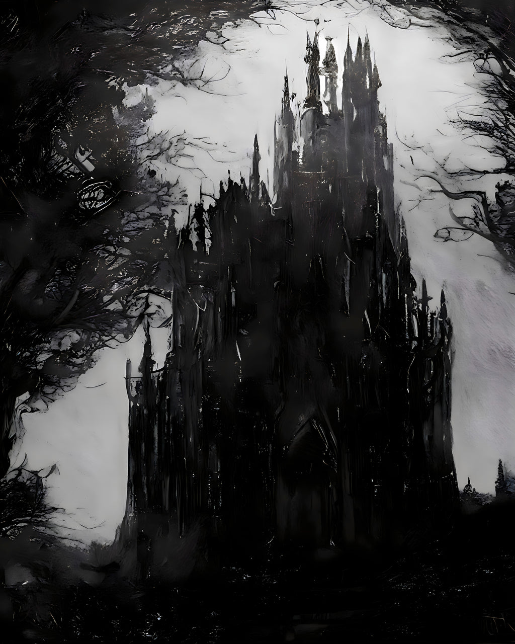 Dracula's castle - Oil painting. Art print and poster. Artwork Gothic home decor gift.