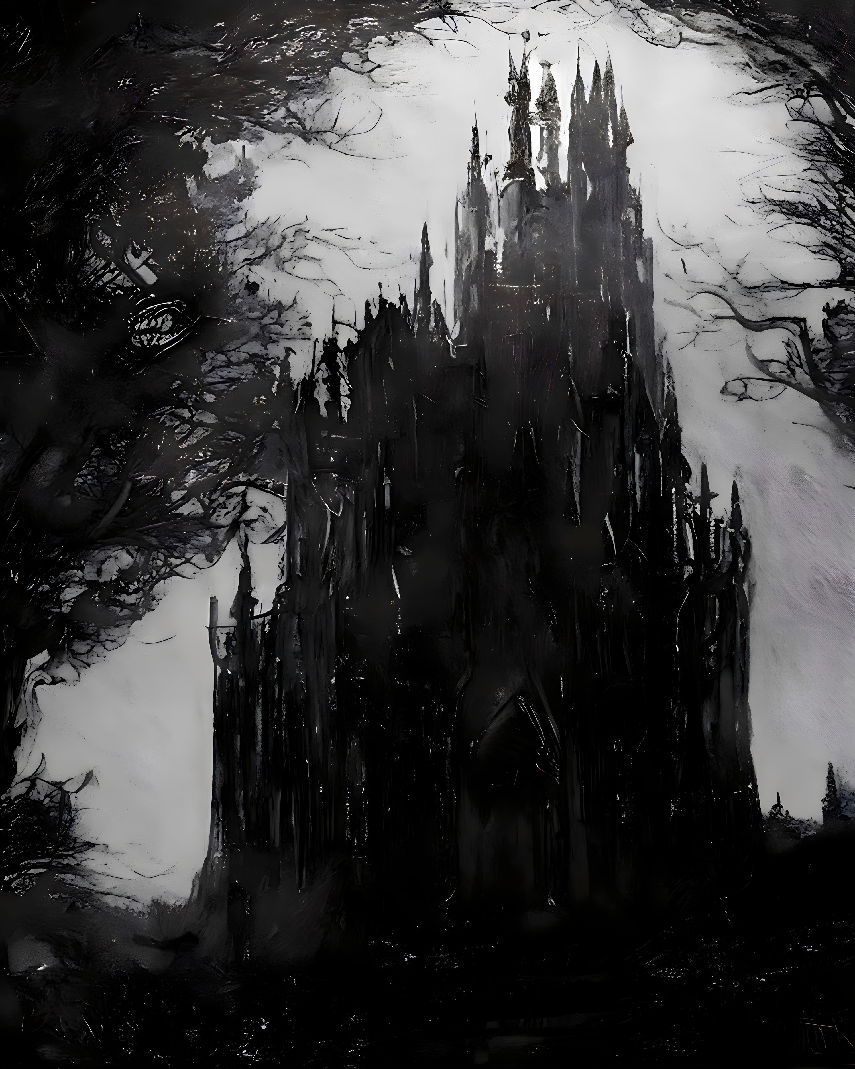 Dracula's castle - Oil painting. Art print and poster. Artwork Gothic home decor gift.