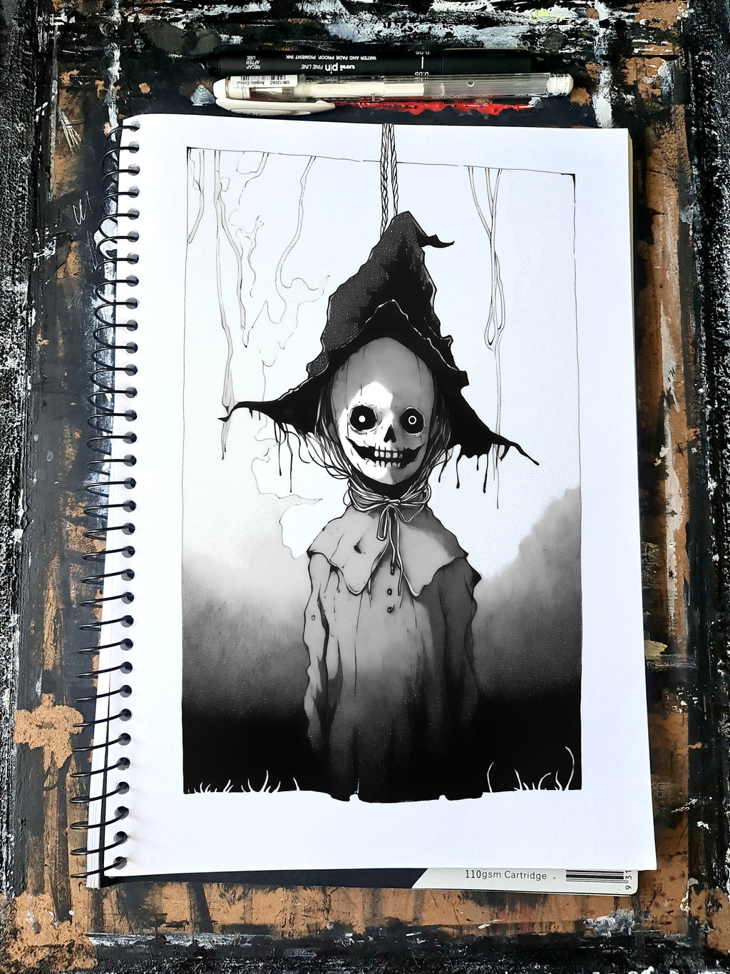 The hanging witch Concept VI - Sketch artwork. Dark Series II. Art print and poster. Artwork Gothic home decor gift.