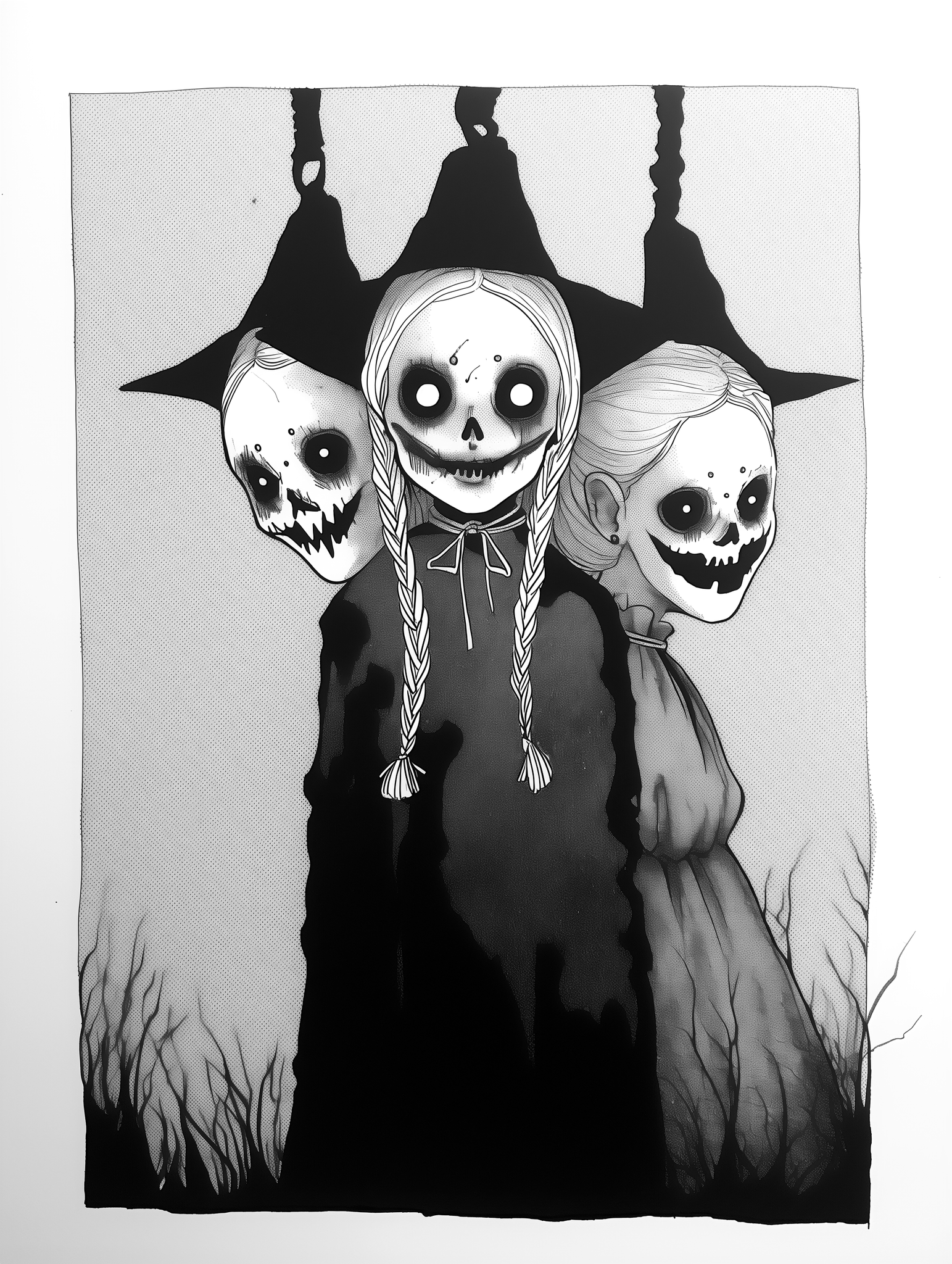 The witches of Salem. Concept VI - Sketch artwork. Dark Series II. Art print and poster. Artwork Gothic home decor gift.
