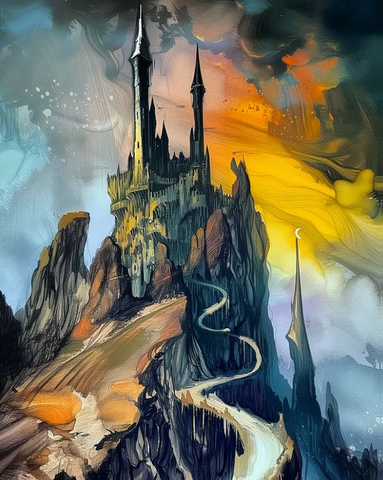 VIX Castle nights. Watercolour Art print. digital watercolor artwork. Poster, wall art painting artwork