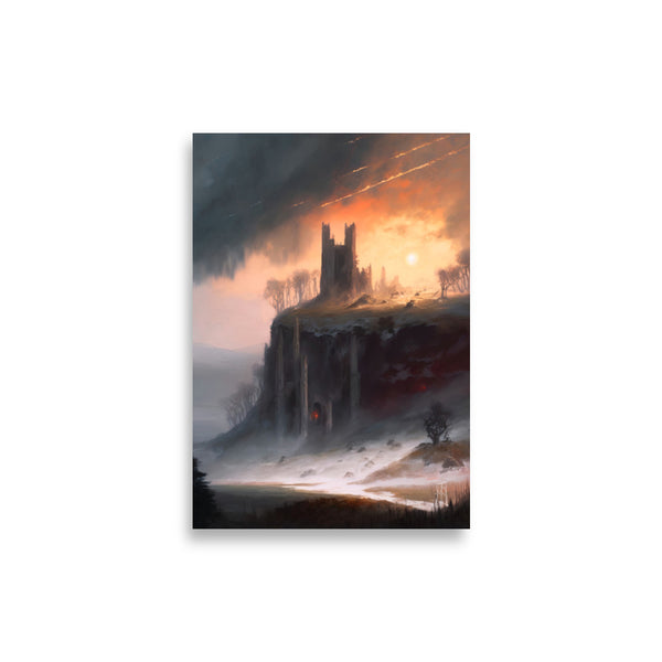 Oil Painting. Castle sunset VII. Painting. Art print. original artwork. Gothic Home décor. Digital art.