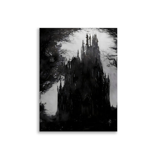 Dracula's castle - Oil painting. Art print and poster. Artwork Gothic home decor gift.