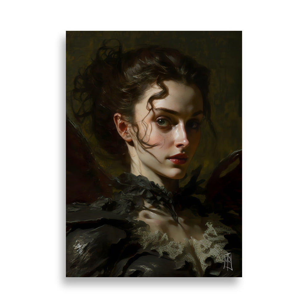 Oil Painting. Selene the Death Dealer VII. Painting. Art print. original artwork. Gothic Home décor. Digital art.