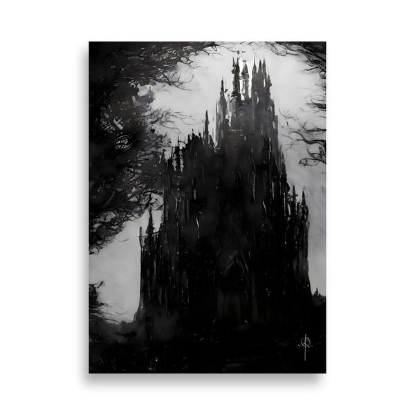 Dracula's castle - Oil painting. Art print and poster. Artwork Gothic home decor gift.