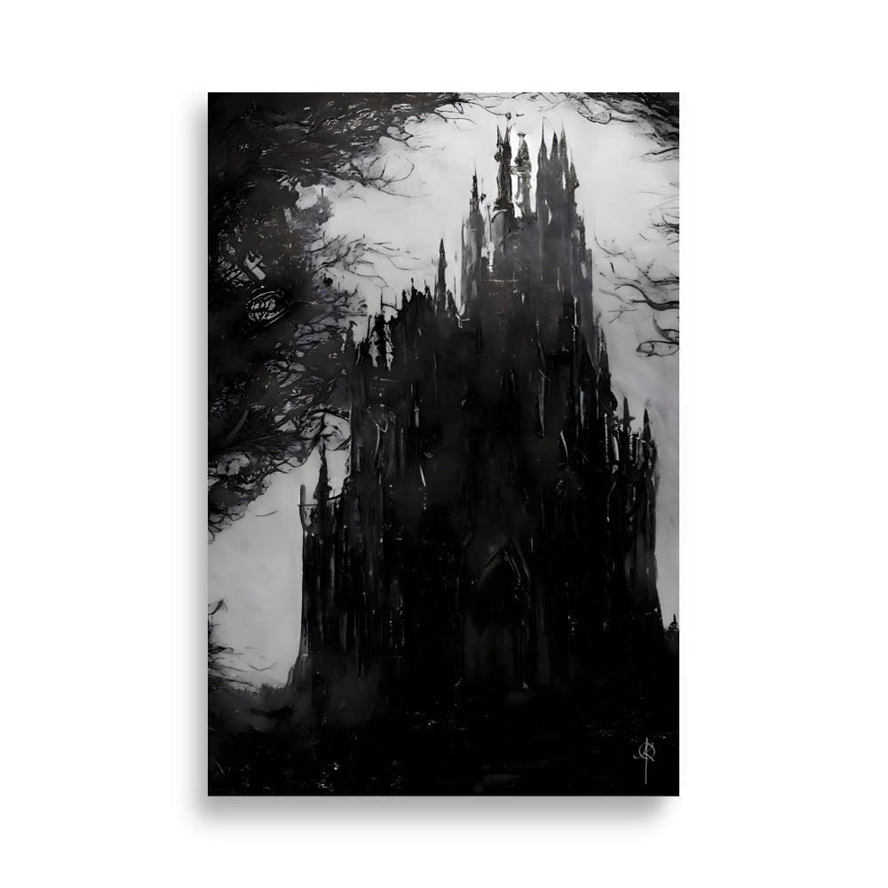 Dracula's castle - Oil painting. Art print and poster. Artwork Gothic home decor gift.