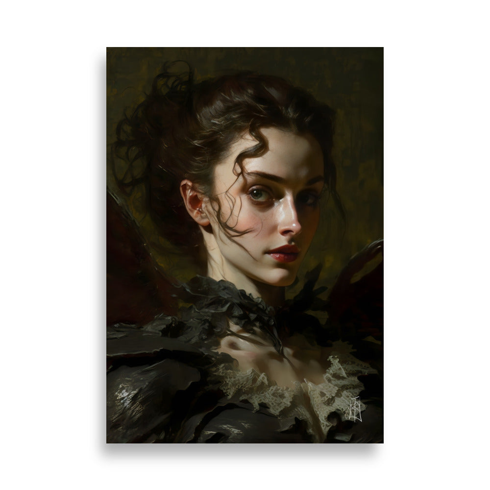 Oil Painting. Selene the Death Dealer VII. Painting. Art print. original artwork. Gothic Home décor. Digital art.