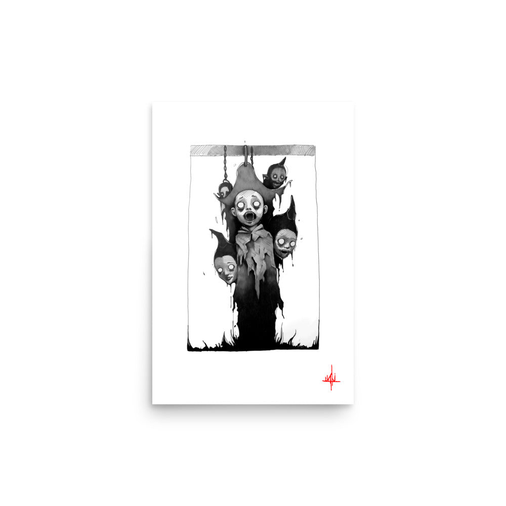 Vampire kids. Concept VI - Sketch artwork. Dark Series II. Art print and poster. Artwork Gothic home decor gift.
