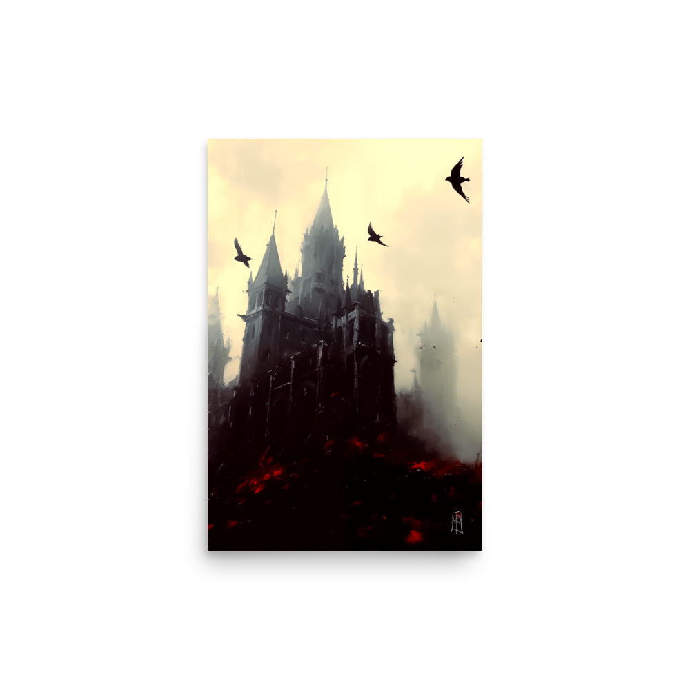 Ravens Castle - Oil Painting. Art print. original artwork. Gothic Home décor.