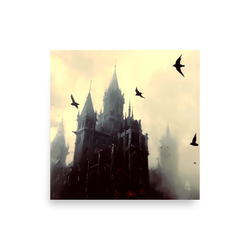 Ravens Castle - Oil Painting. Art print. original artwork. Gothic Home décor.