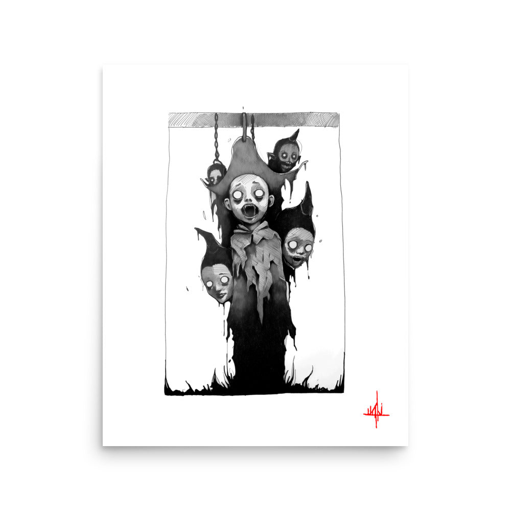 Vampire kids. Concept VI - Sketch artwork. Dark Series II. Art print and poster. Artwork Gothic home decor gift.