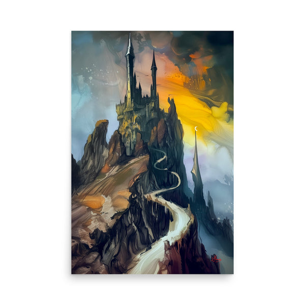VIX Castle nights. Watercolour Art print. digital watercolor artwork. Poster, wall art painting artwork