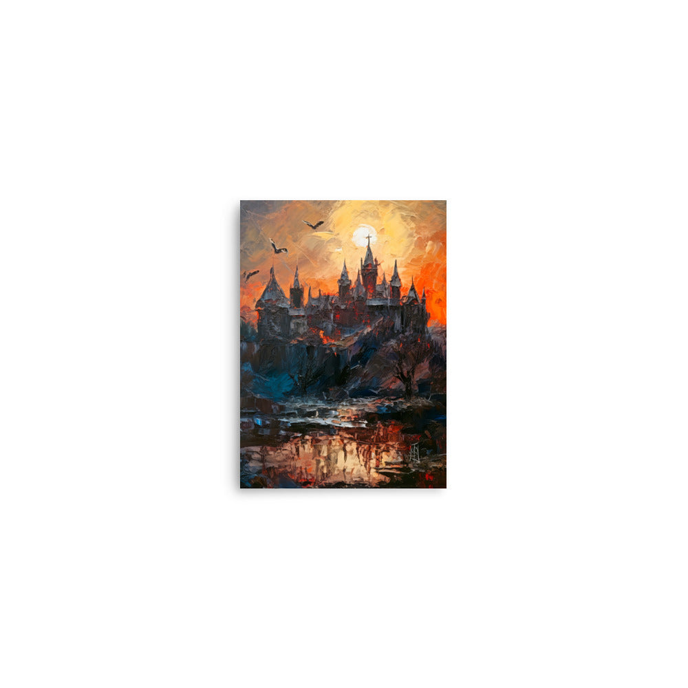 Dracula's deathly castle - Oil painting. Dark madness I. Art print and poster.