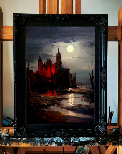 Castlevania blood. The dark castle. Painting. Art print. original artwork. Gothic Home décor.