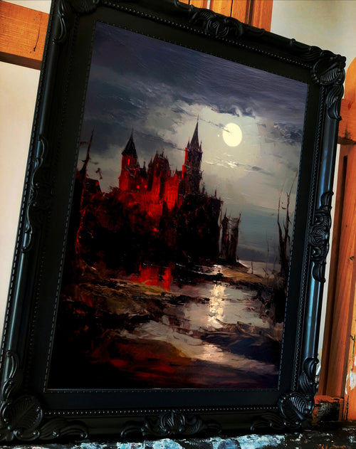 Castlevania blood. The dark castle. Painting. Art print. original artwork. Gothic Home décor.