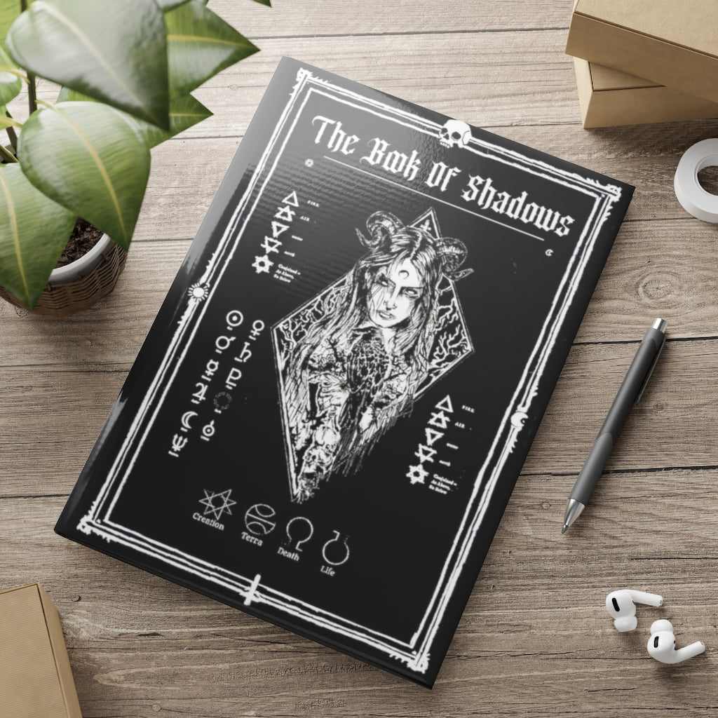 Hardcover Notebook. The Book Of Shadows - The Raven witch. Spell Book. Lined, grid, blank journal.