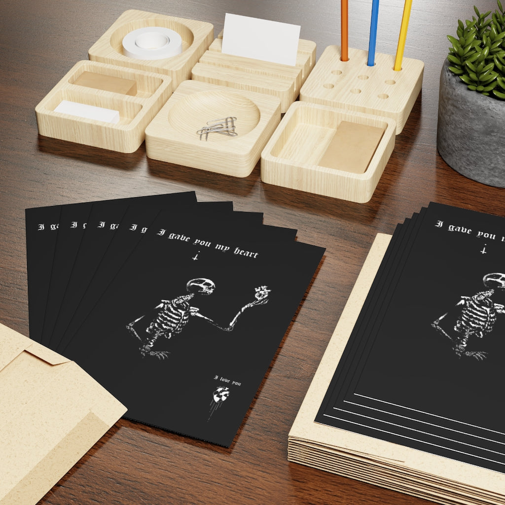 I gave you my heart. Greeting Cards (1 or 10-pcs). Black version. I love you. Anniversary, Christmas, Birthday card