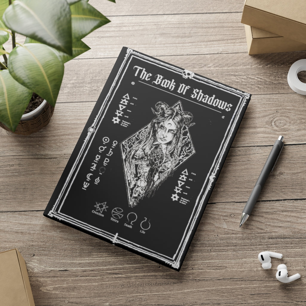 Hardcover Notebook. The Book Of Shadows - The Raven witch. Spell Book. Lined, grid, blank journal.