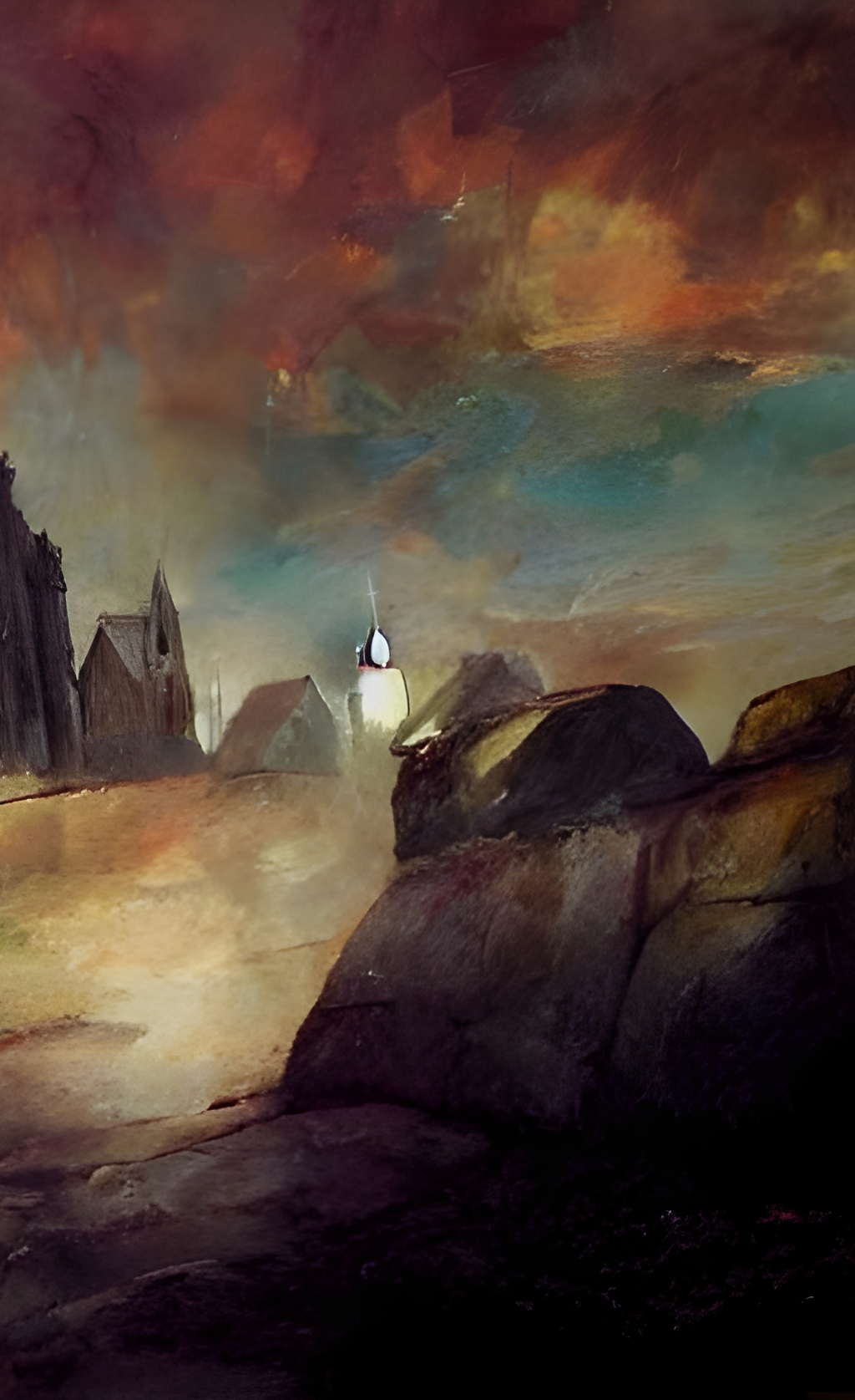 Red Robe Sinner - High Quality Art print. Original oil painting, Hand painted Landscape Art