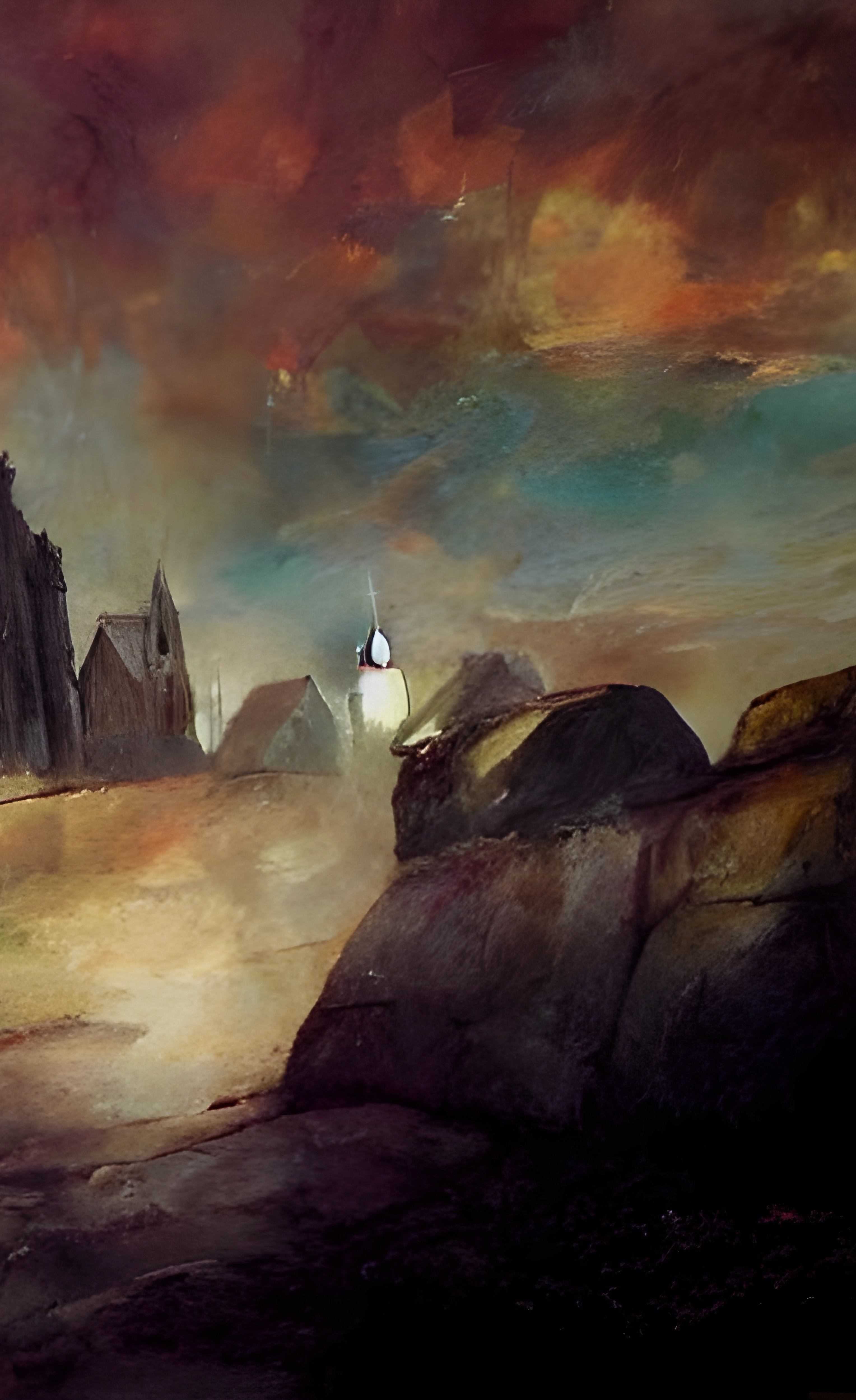 Red Robe Sinner - High Quality Art print. Original oil painting, Hand painted Landscape Art