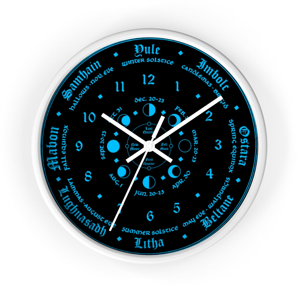 Wall clock -  Wicca Pagan Celtic Triquetra. Ice blue.