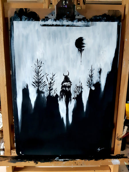 The forest witch. Gothic and dark painting - Original acrylic painting
