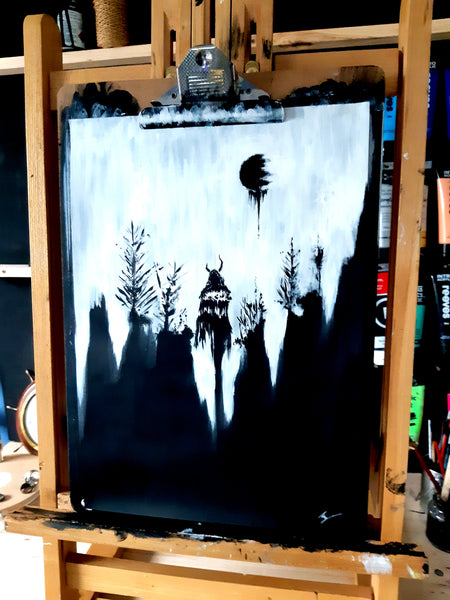 The forest witch. Gothic and dark painting - Original acrylic painting