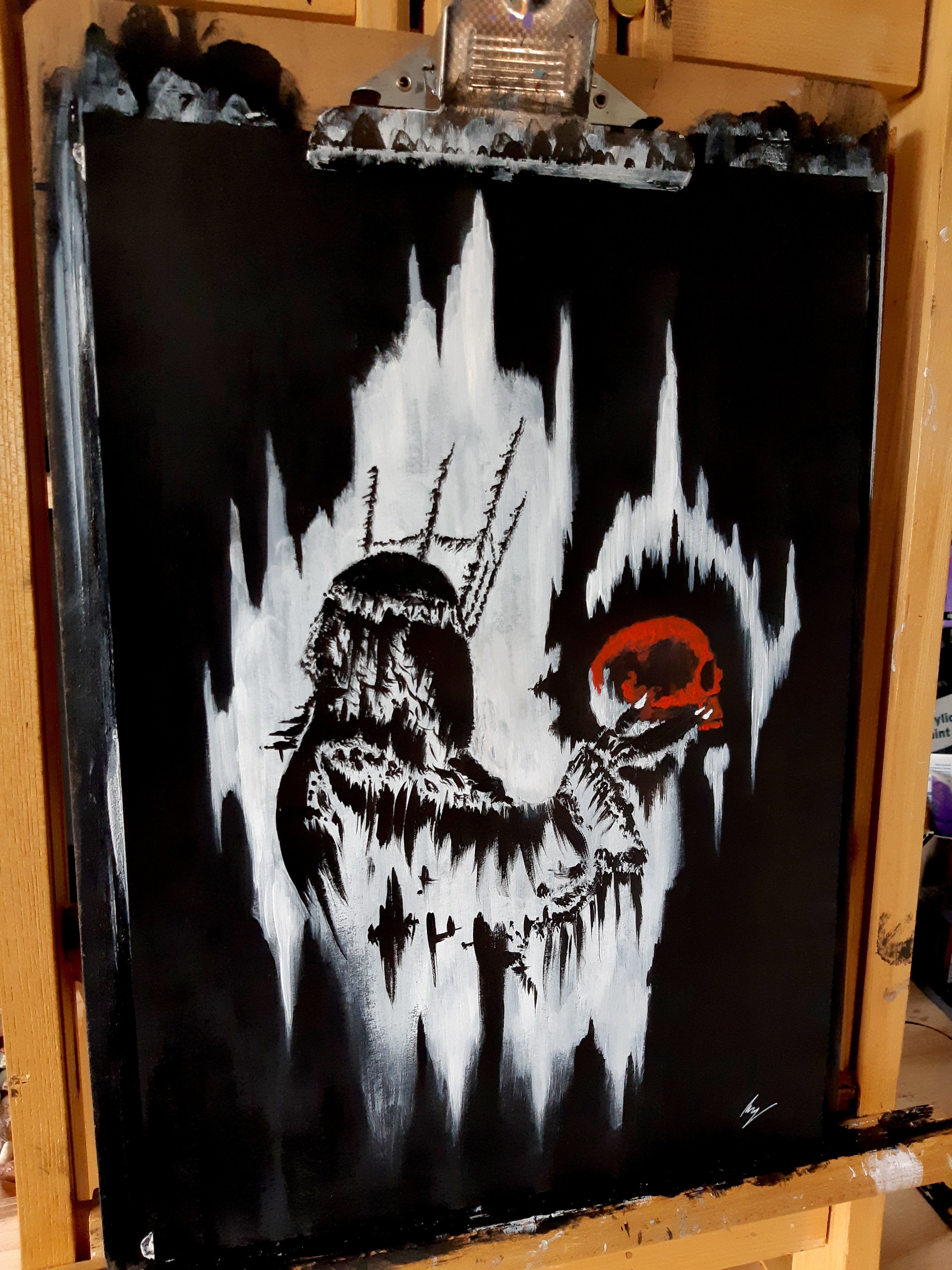 The skull queen. Gothic, Witch, witchcraft, forest and dark painting- Original acrylic painting