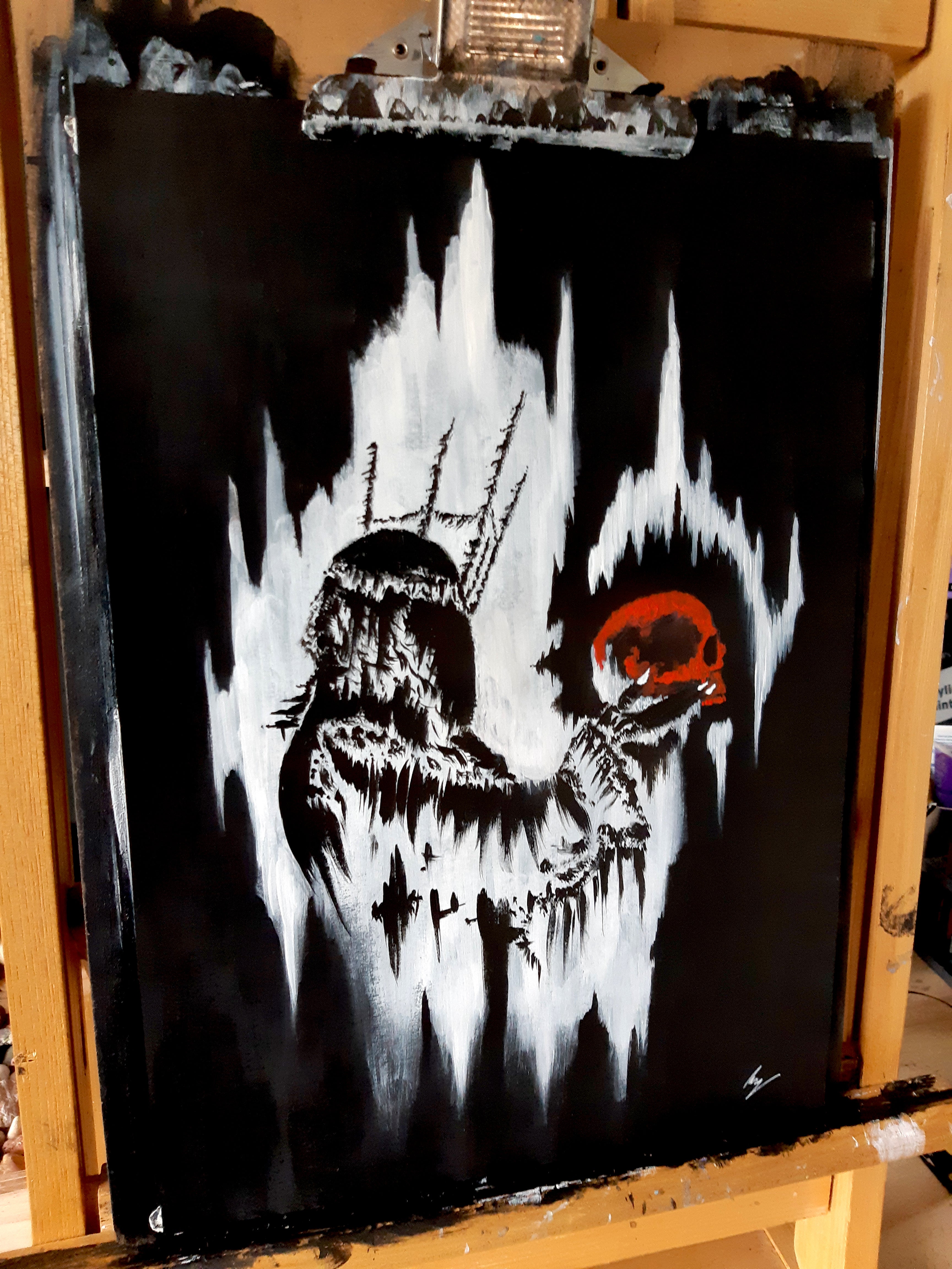 The skull queen. Gothic, Witch, witchcraft, forest and dark painting- Original acrylic painting