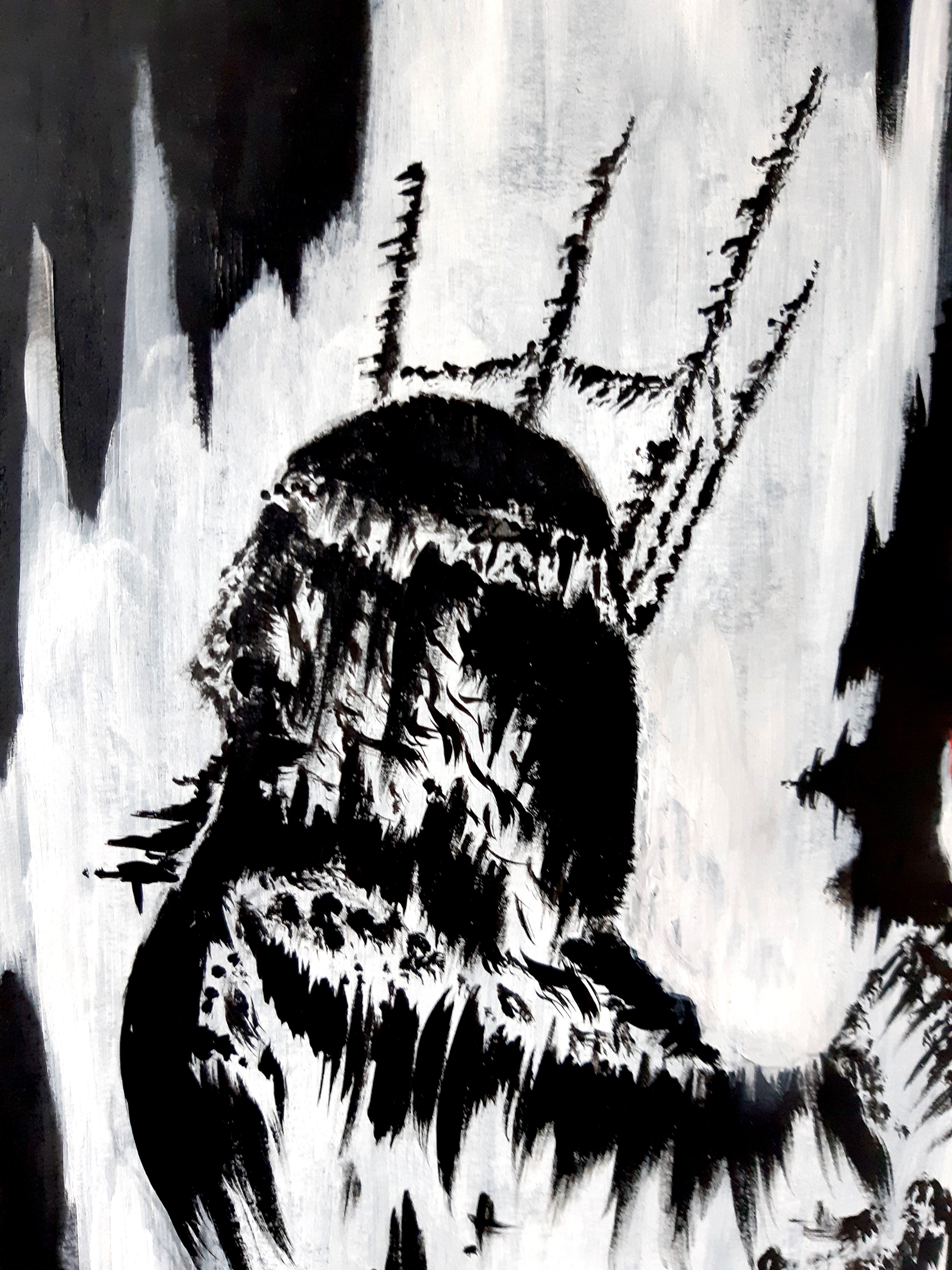 The skull queen. Gothic, Witch, witchcraft, forest and dark painting- Original acrylic painting