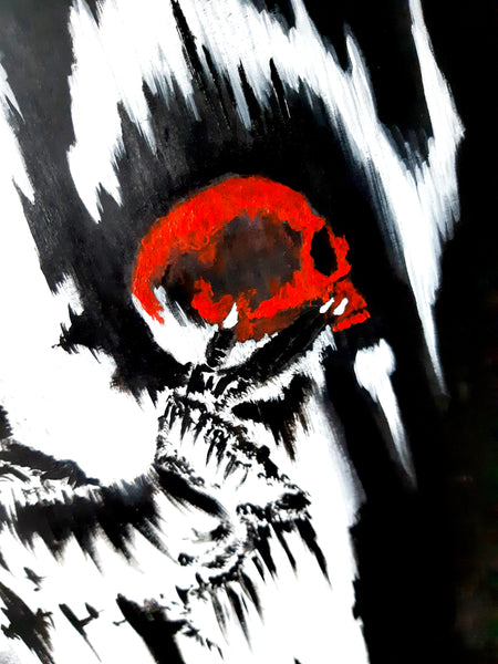 The skull queen. Gothic, Witch, witchcraft, forest and dark painting- Original acrylic painting