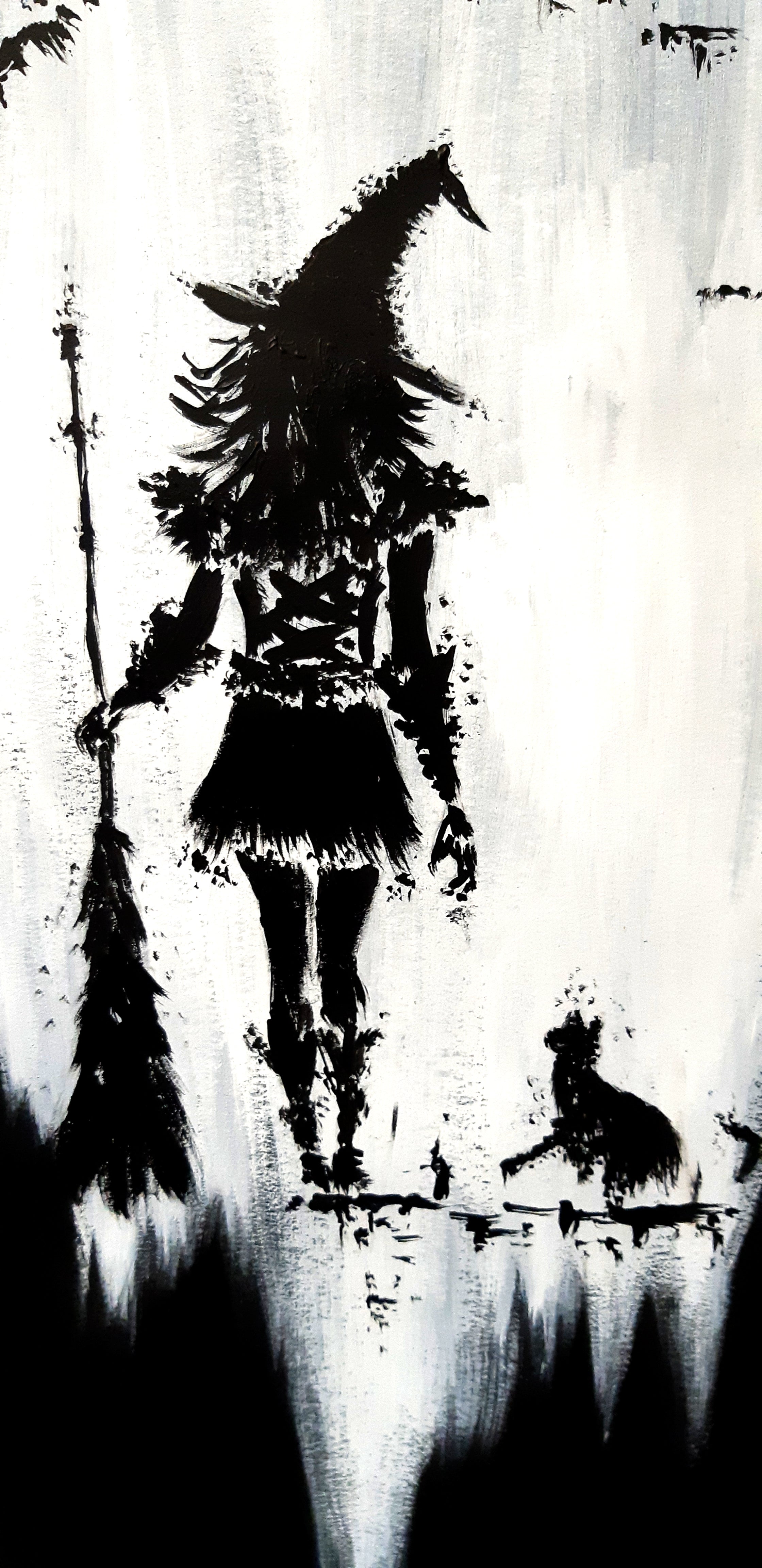 Morgan le Fay - The witch - Original acrylic painting
