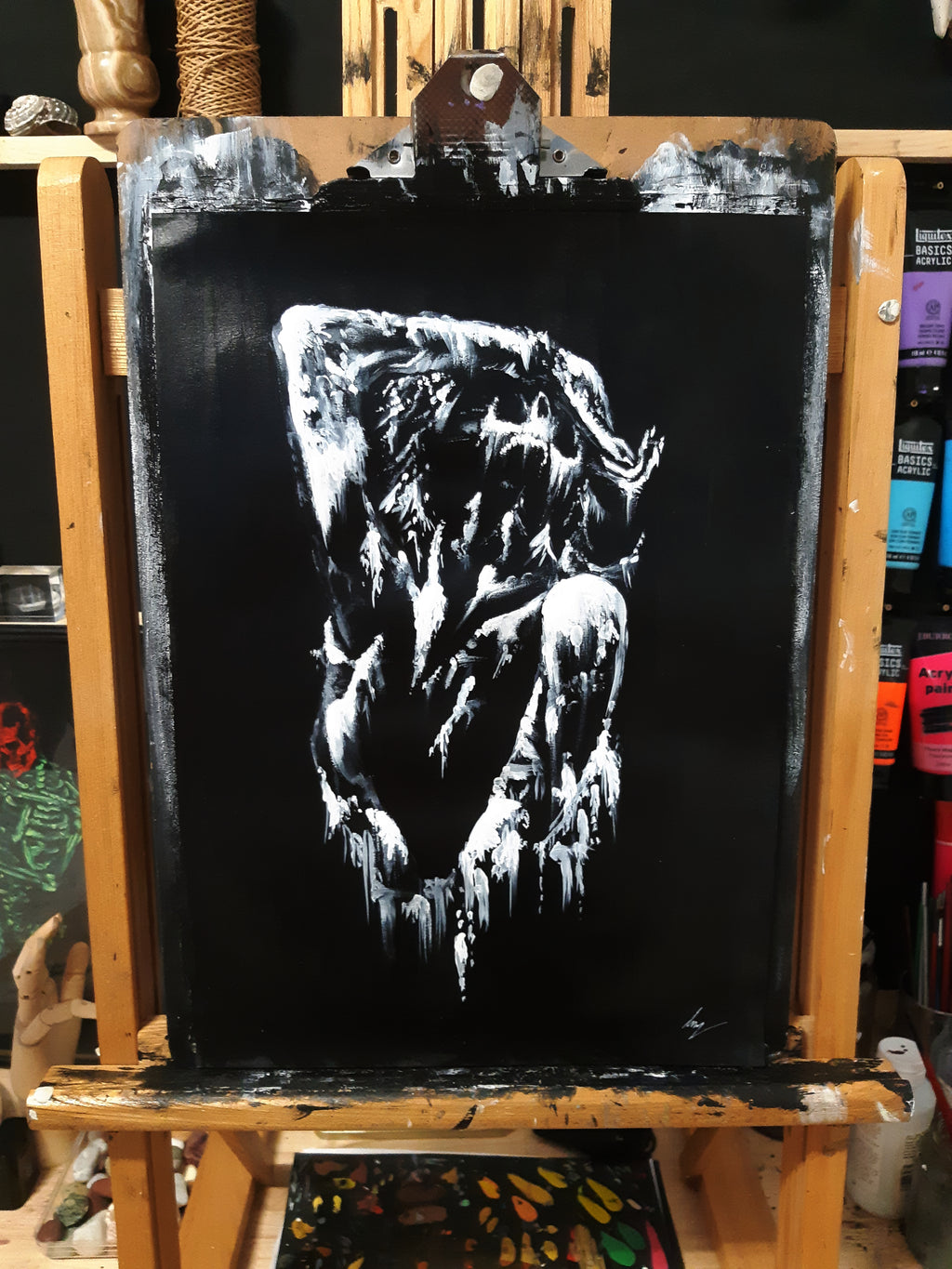 Her screams of pain. Original artwork.