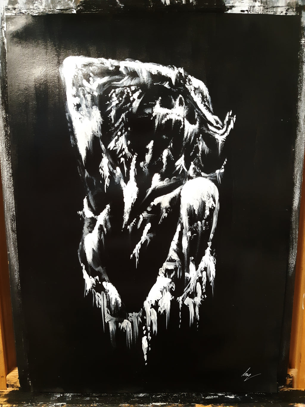 Her screams of pain. Original artwork.
