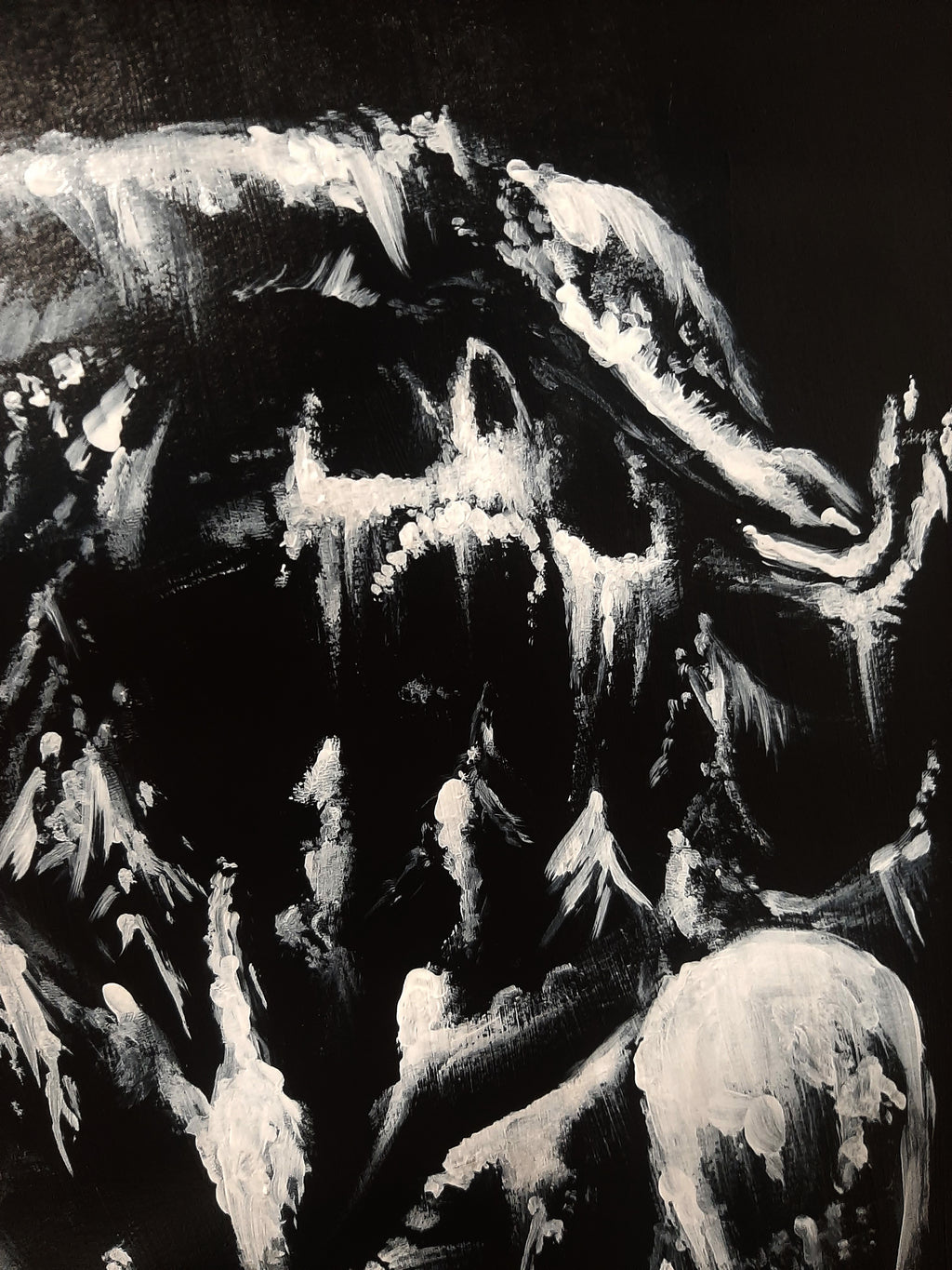 Her screams of pain. Original artwork.