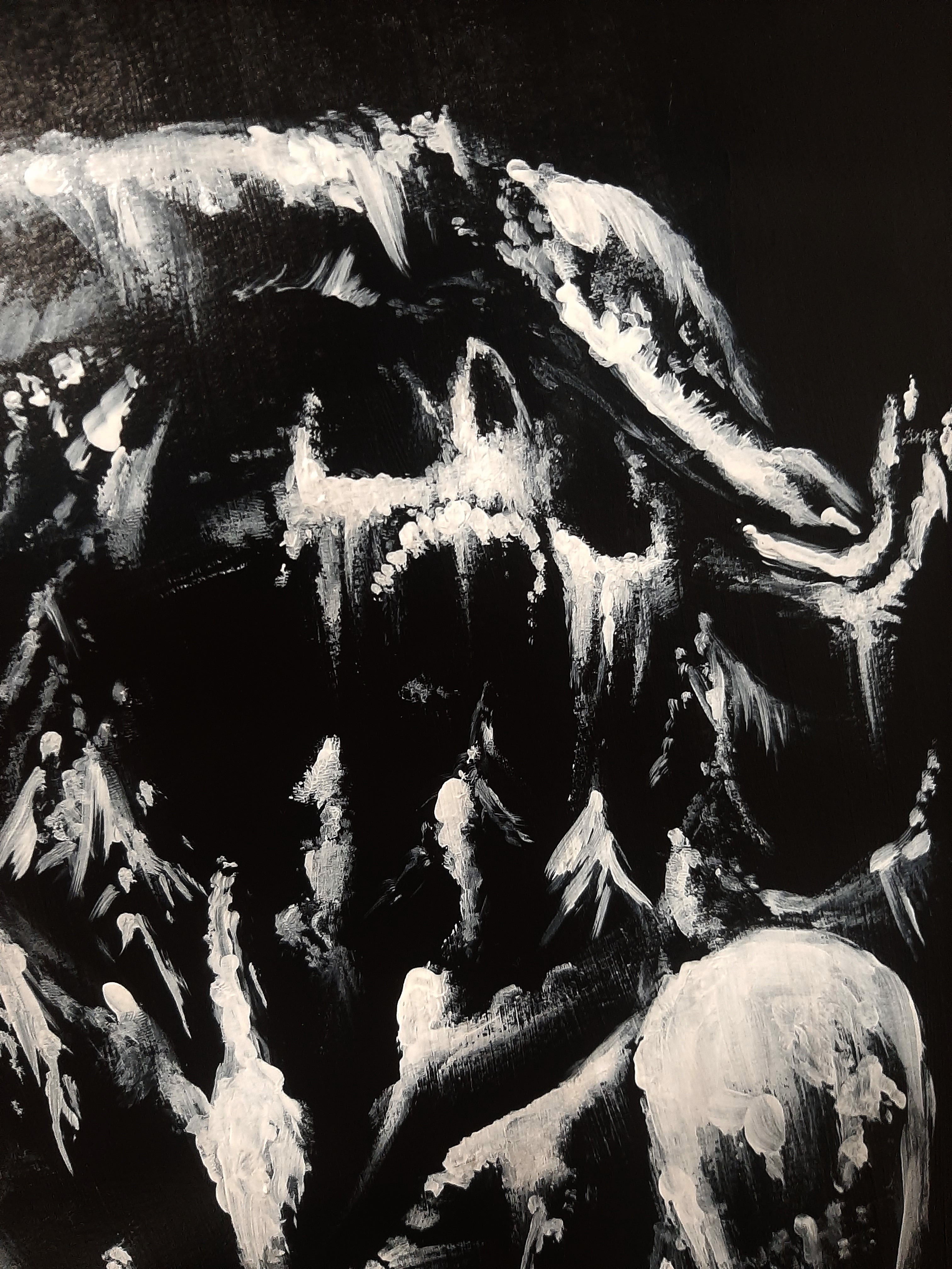 Her screams of pain. Original artwork.