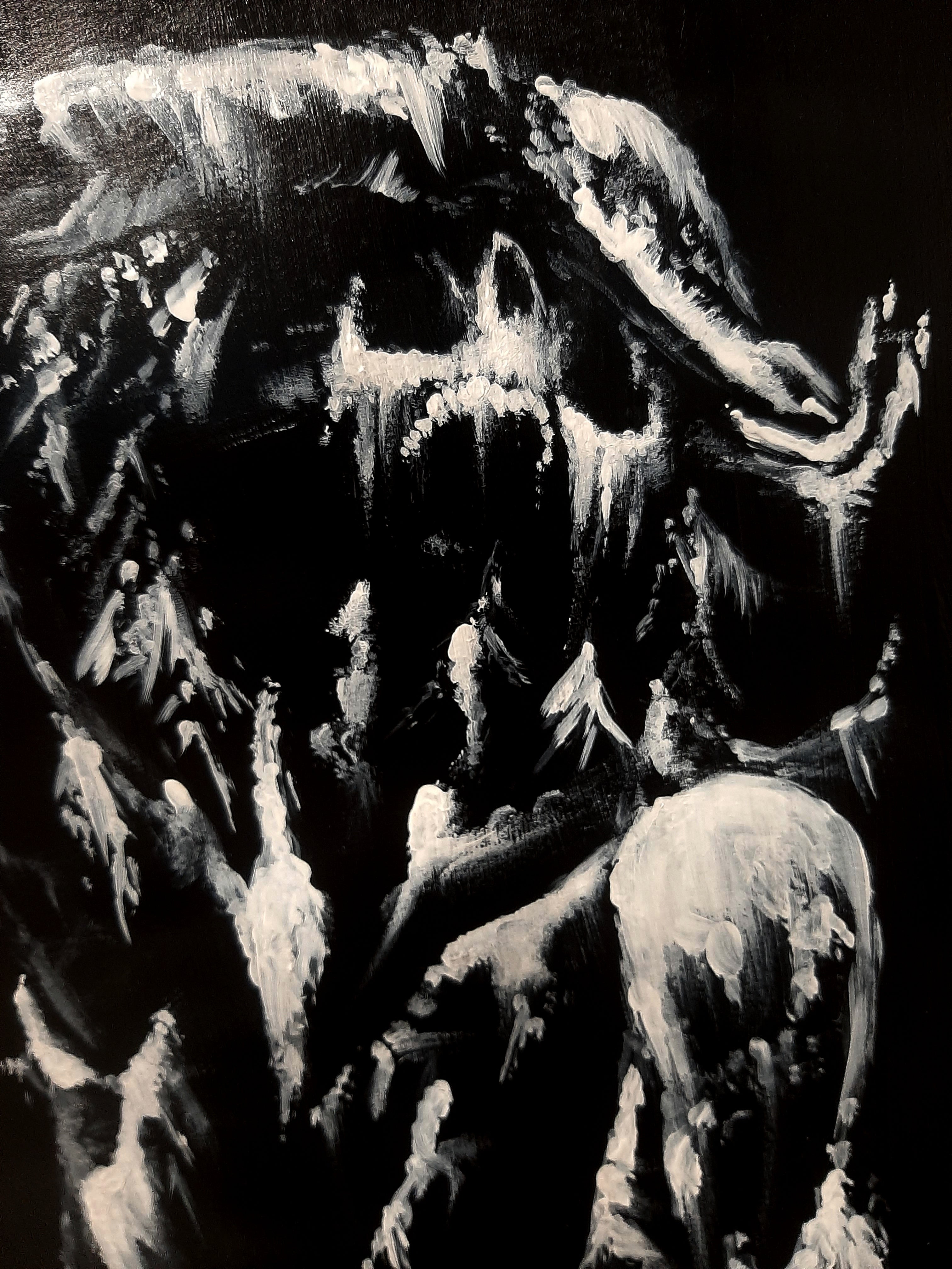 Her screams of pain. Original artwork.
