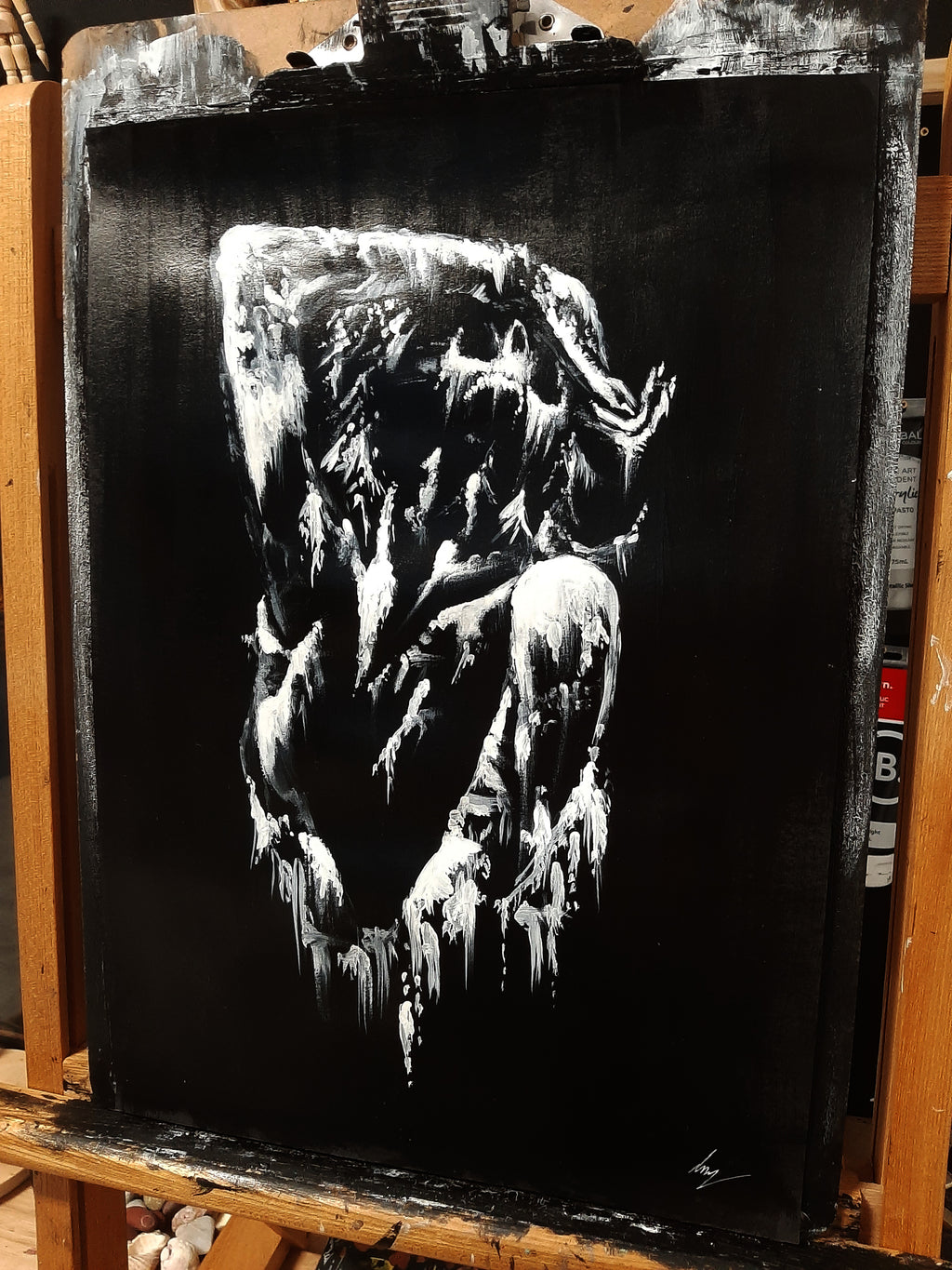Her screams of pain. Original artwork.
