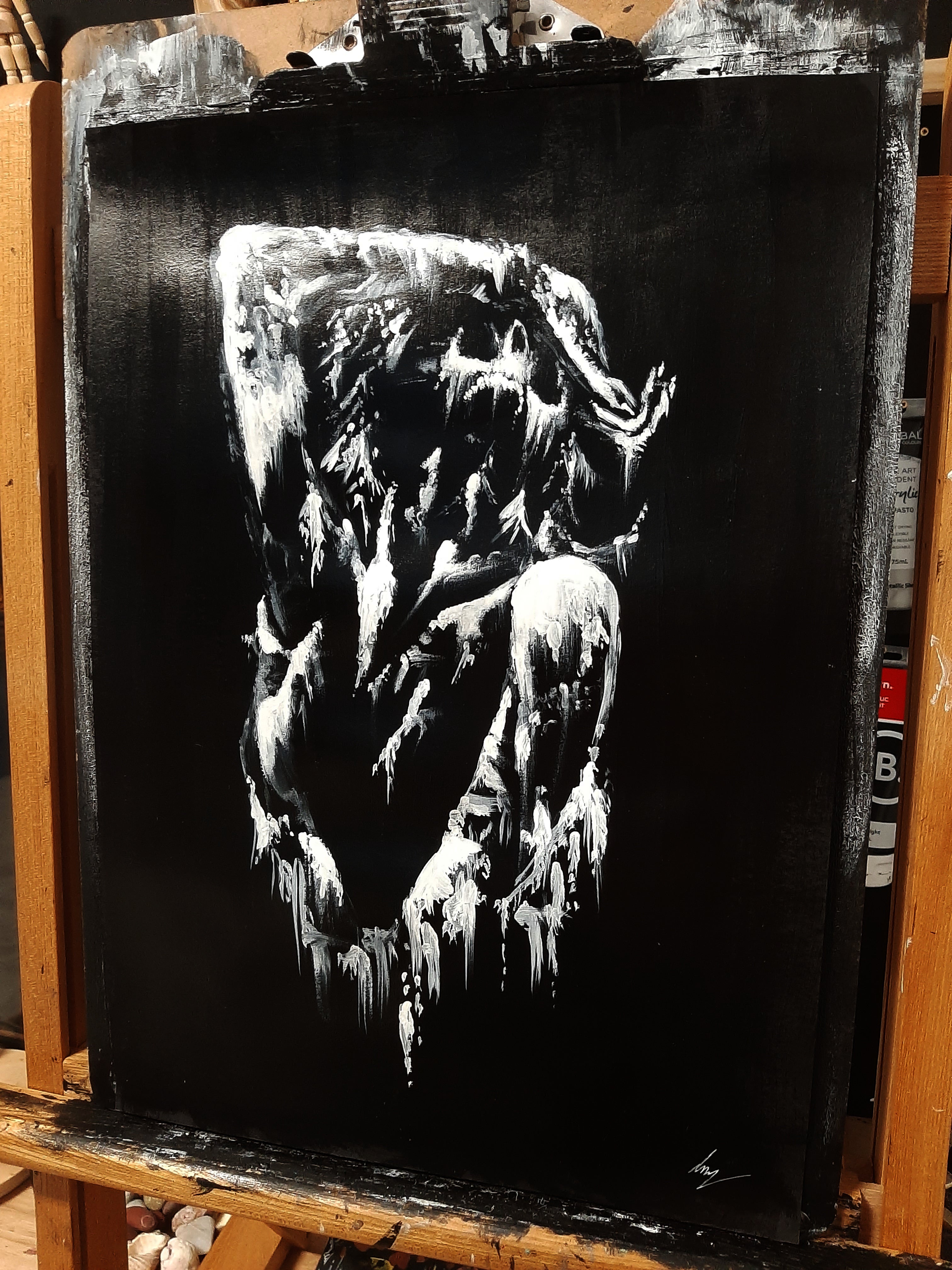 Her screams of pain. Original artwork.