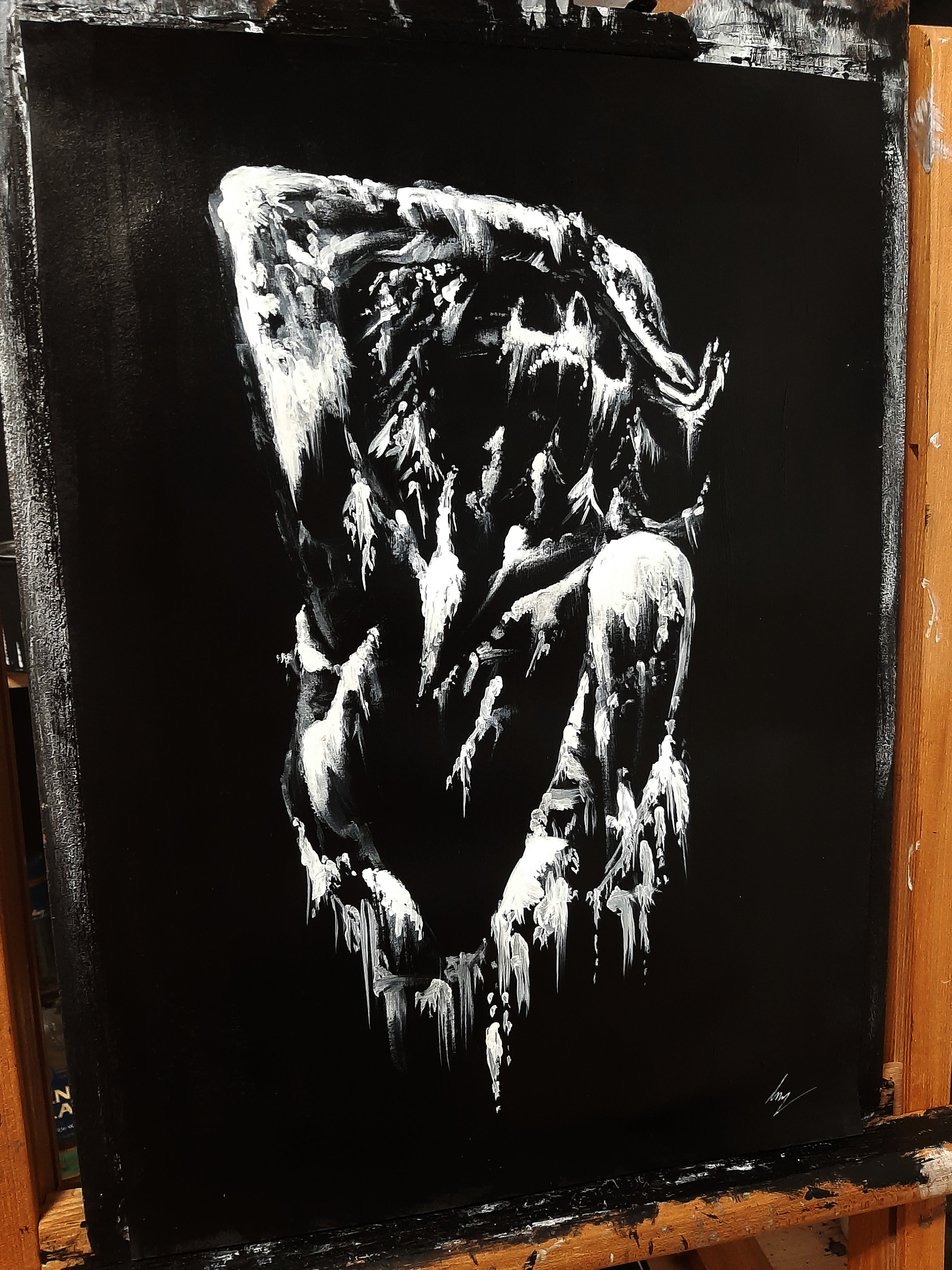 Her screams of pain. Original artwork.