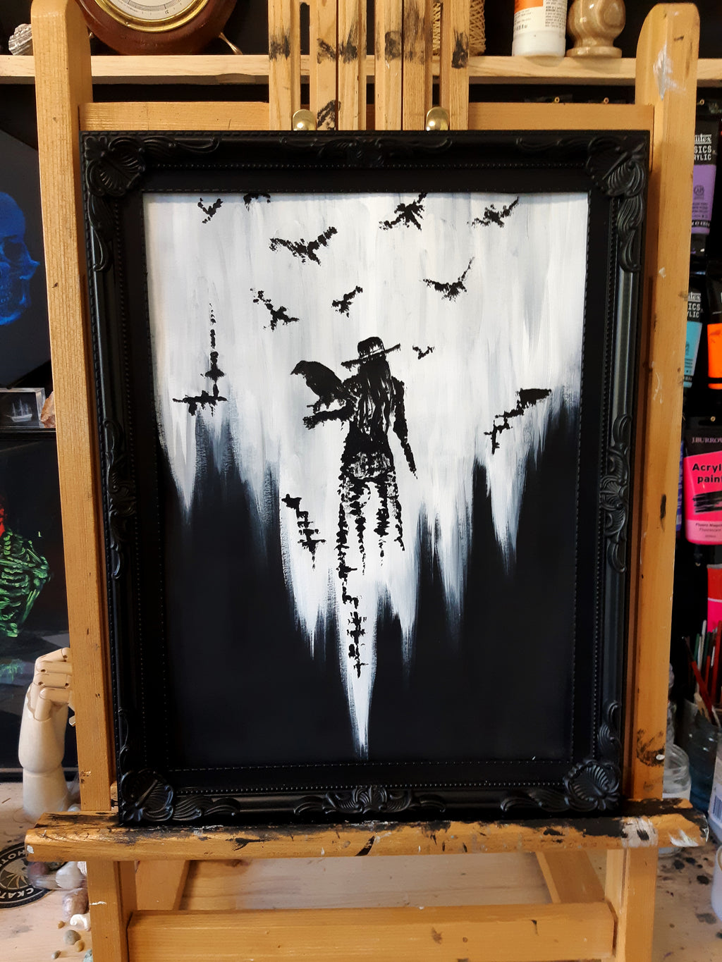 The raven witch Diana. Gothic, witch and raven Home decor- Wall art.