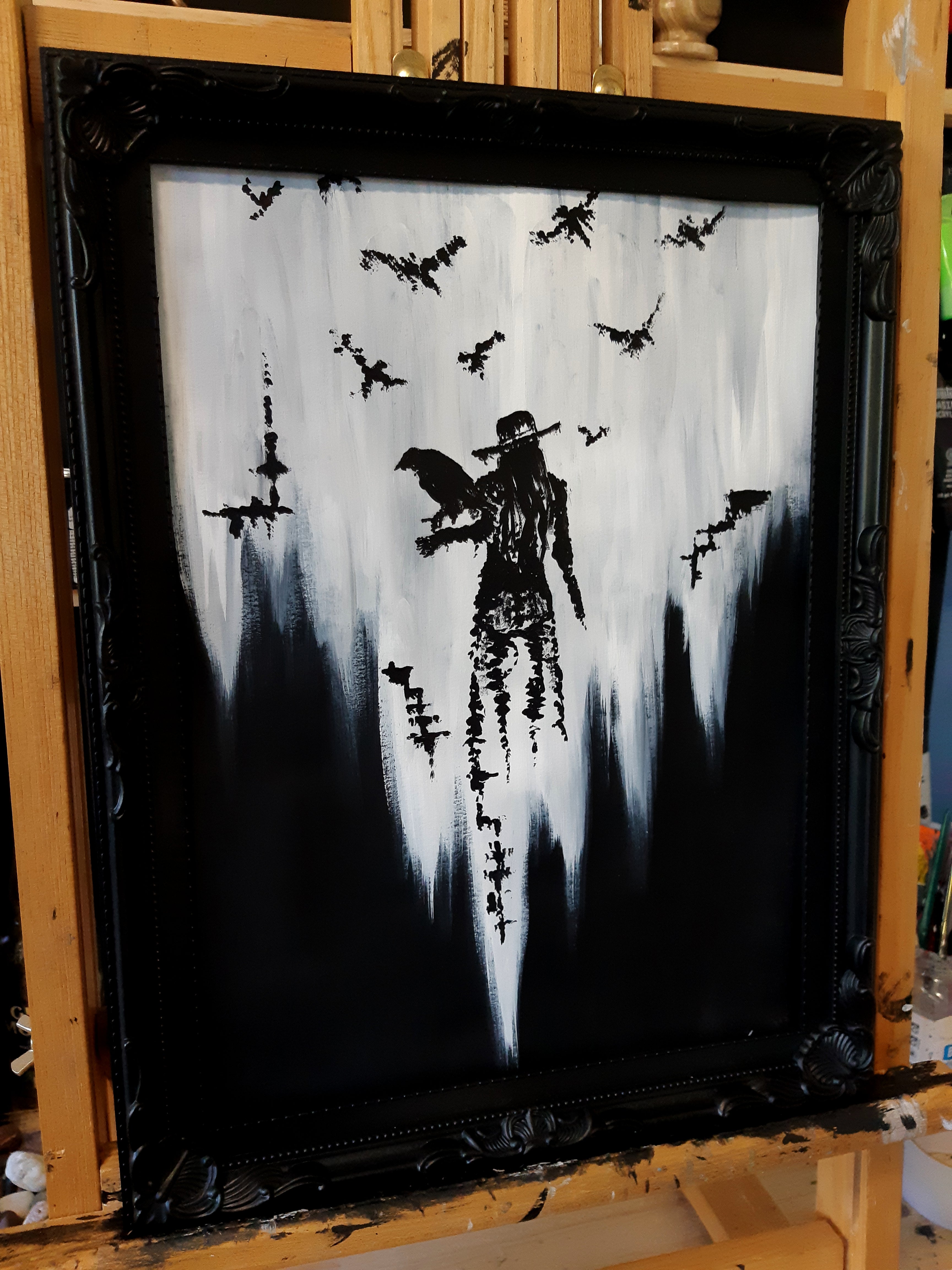 The raven witch Diana. Gothic, witch and raven Home decor- Wall art.