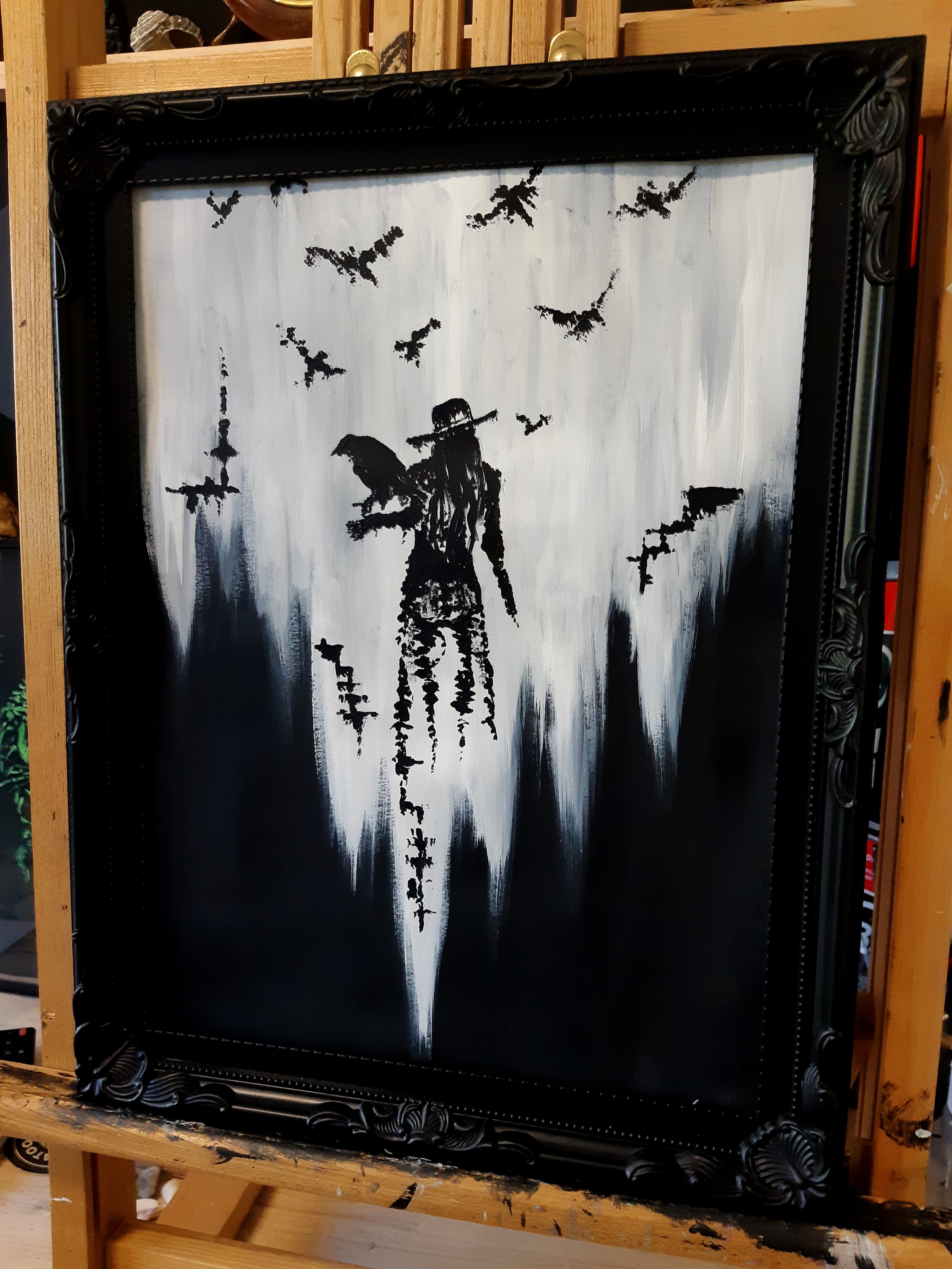 The raven witch Diana. Gothic, witch and raven Home decor- Wall art.